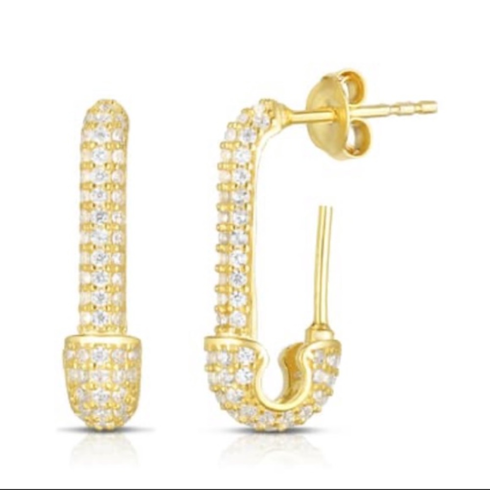 Crystal Safety Pin Earrings